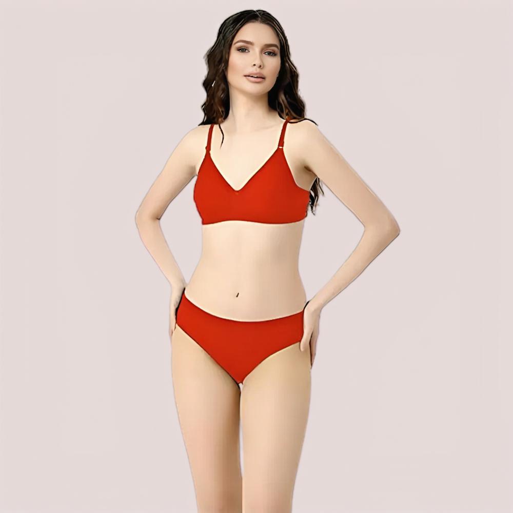 Cherry Hug – Red Cotton Bra &amp; Panty Set