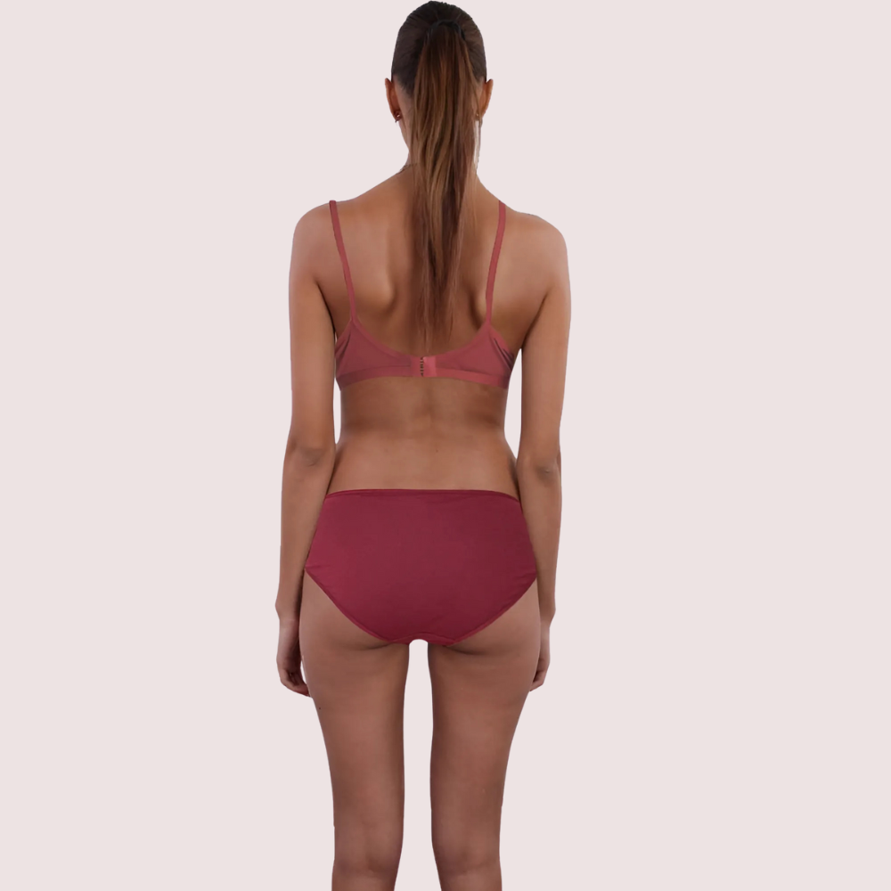 Organic Cotton Brown Bra Panty Set For Humid Weather