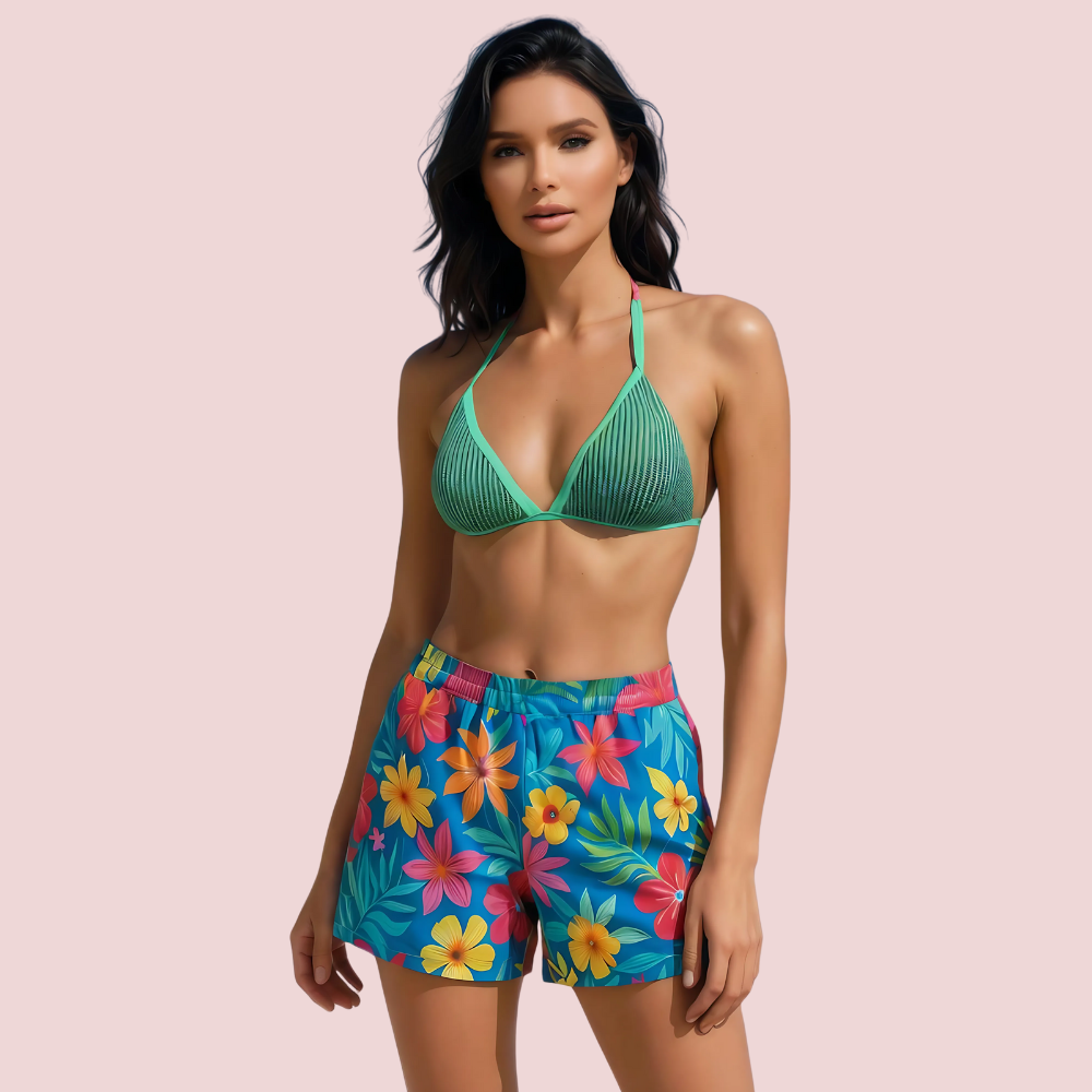 Sporty Minimalist Crochet-Look String Bikini soutien (Top Only)