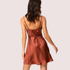 Elegant  Dark Rust Satin Slip Dress
